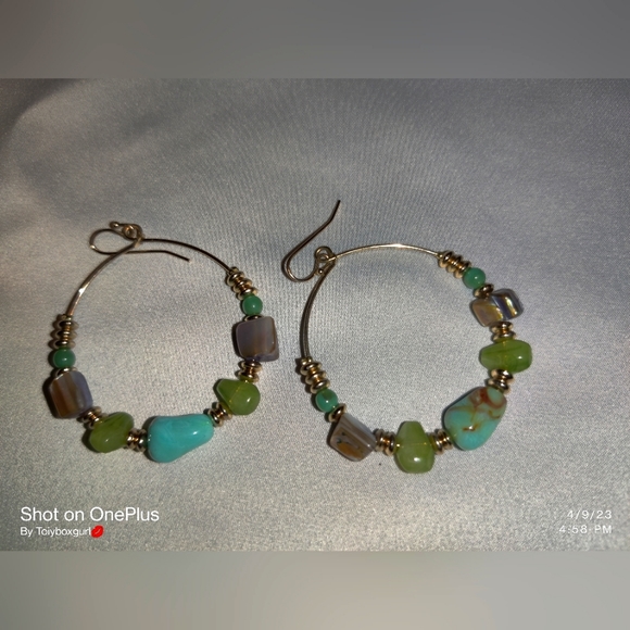 Saks Costume Jewelry - Gold tone sone 2"earrings